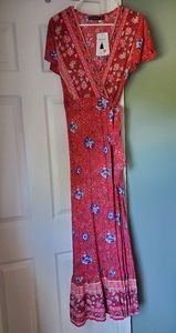 ZESICA Women's Bohemian Floral Printed Wrap V Neck